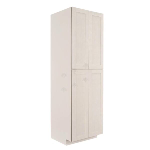 LIFEART CABINETRY Lancaster Shaker Assembled 30x90x27 in. Tall Pantry with 4 Doors in Stone Wash