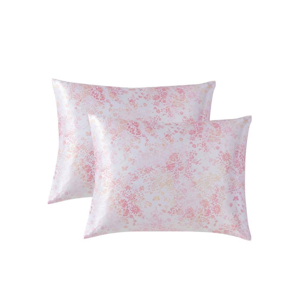 Butterfly Garden Pink Satin Duvet Cover Set with Shams