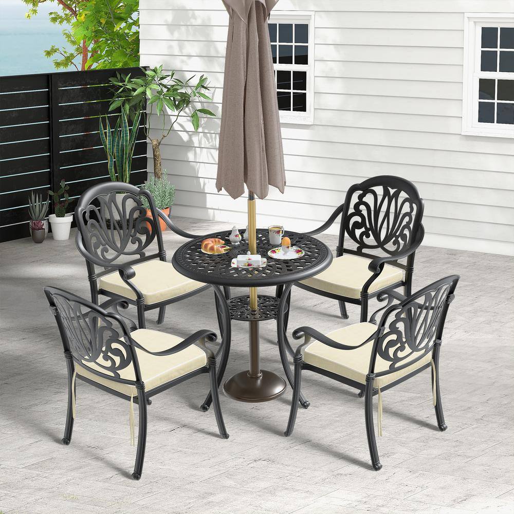 5-Piece Metal cast aluminum Outdoor Dining table and chairs patio furniture