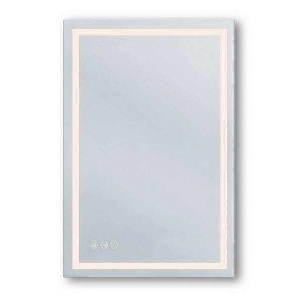 WELLFOR 4 LED Strip 20 in. W x 30 in. H Bathroom Wall-Mounted Vanity Mirror 5 mm without Copper Mirror, Defogger: 1-Piece