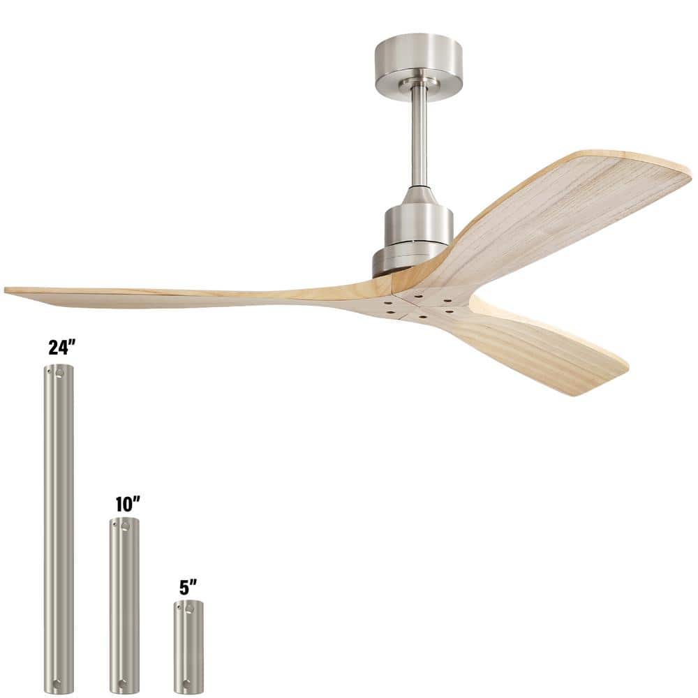 52 in. Indoor/Outdoor Brushed Nickel Downrod Mount Ceiling Fan with Wood Burlywood Blades Downrod Remote Included price history on PriceWatchPro