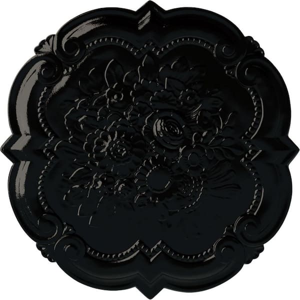 Ekena Millwork 24-3/8 in. x 1 in. Victorian Urethane Ceiling, Black Pearl