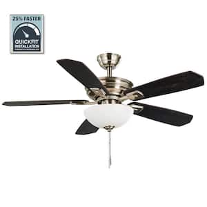 Wellston II 44 in. Indoor LED Brushed Nickel Dry Rated Downrod Ceiling Fan with Light Kit and 5 Reversible Blades