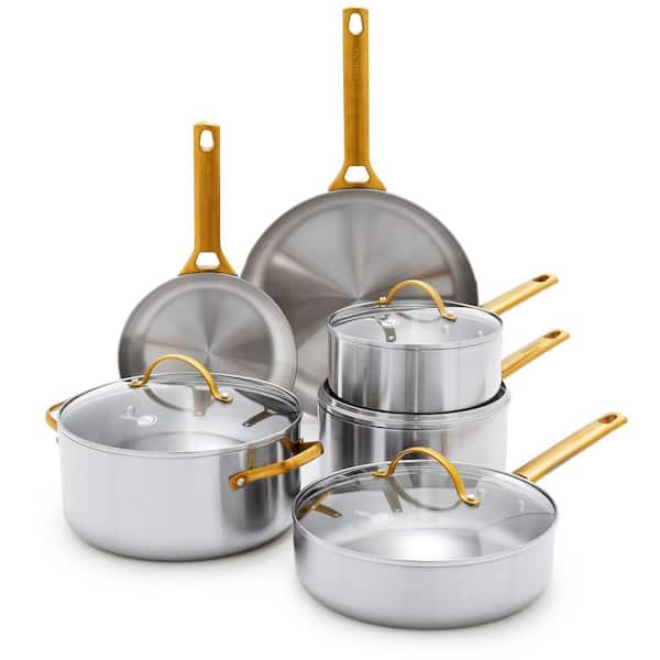 Reserve 10-Piece Stainless Steel Uncoated Cookware Pots and Pans Set in Stainless Steel