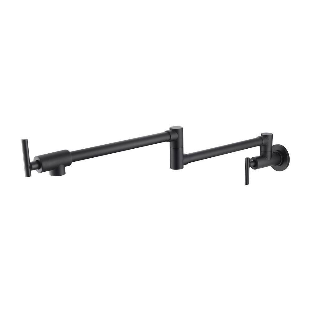 GTIN 611419146601 product image for Wall Mounted Folding Pot Filler with Double-Handle Brass Stretchable Kitchen Sin | upcitemdb.com