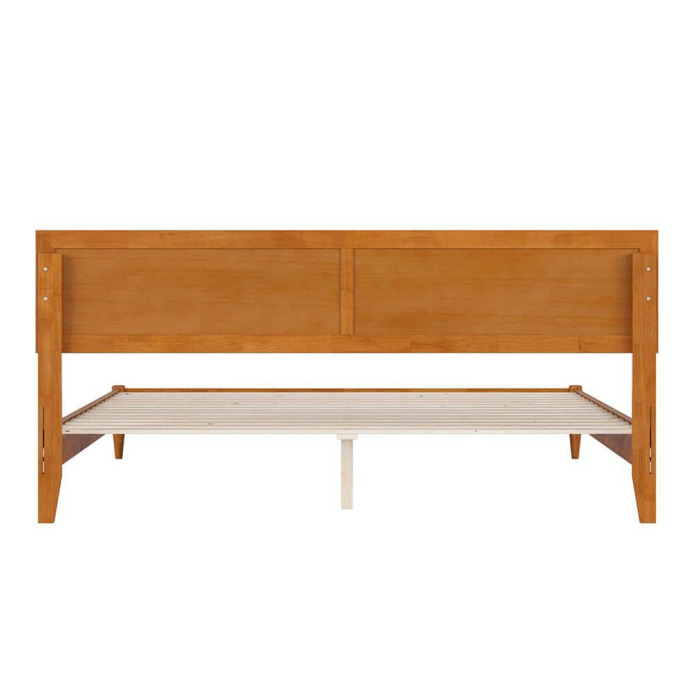 Sophia Light Toffee King Solid Wood Platform Bed with Headboard