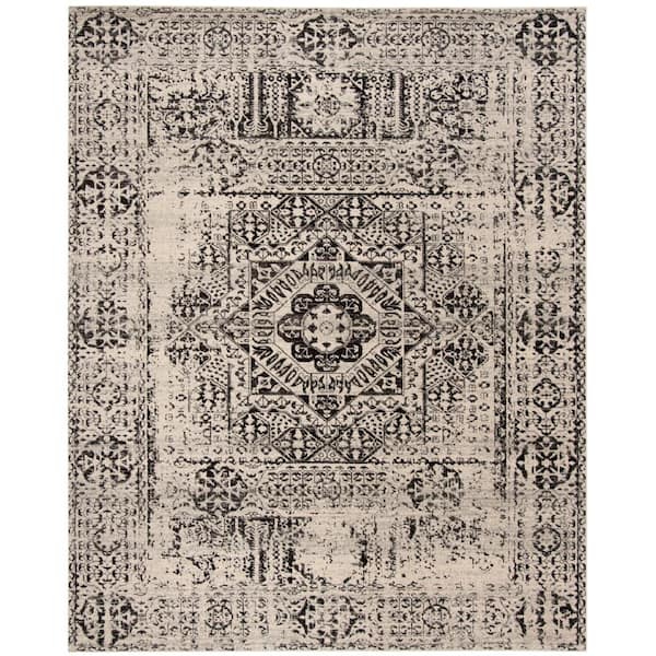 SAFAVIEH Evoke Ivory/Black 11 ft. x 15 ft. Distressed Medallion Area Rug