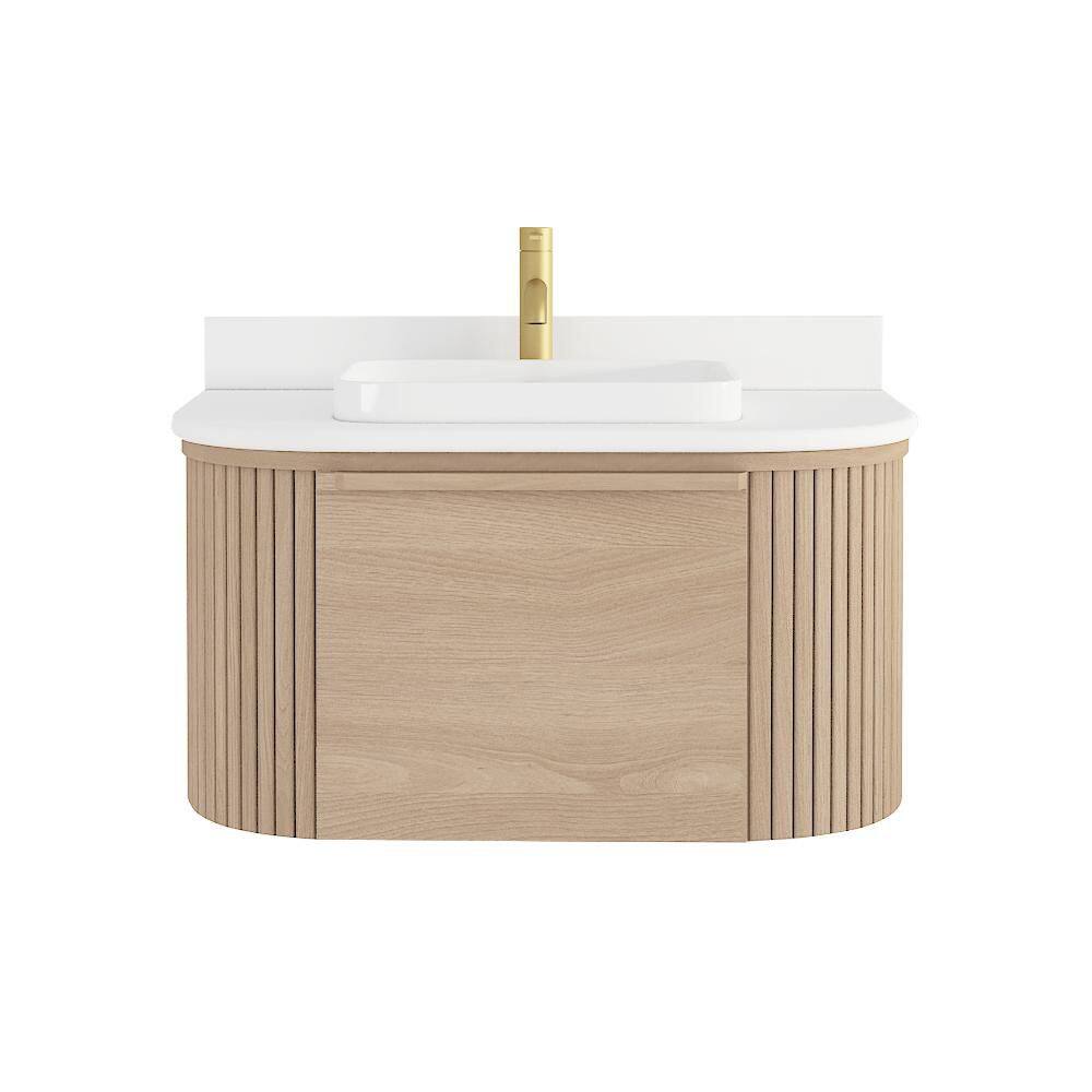 Blake 37 in. Single Sink Natural Teak Bath Vanity with White Engineered Stone Top (Assembled) price history on PriceWatchPro