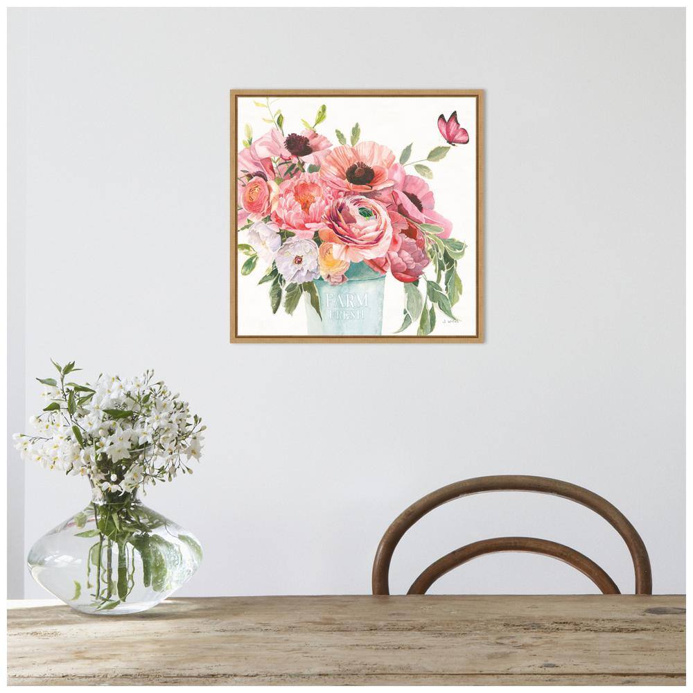 Boho Bouquet XIII Natural Maple Framed Canvas Wall Art