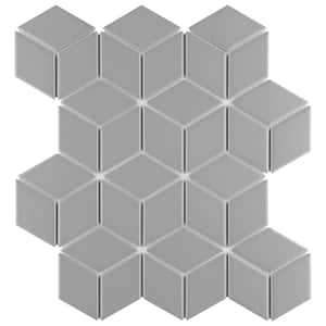Metro Rhombus Matte Light Grey 10-1/2 in. x 12-1/8 in. Porcelain Mosaic Tile (9.0 sq. ft./Case)
