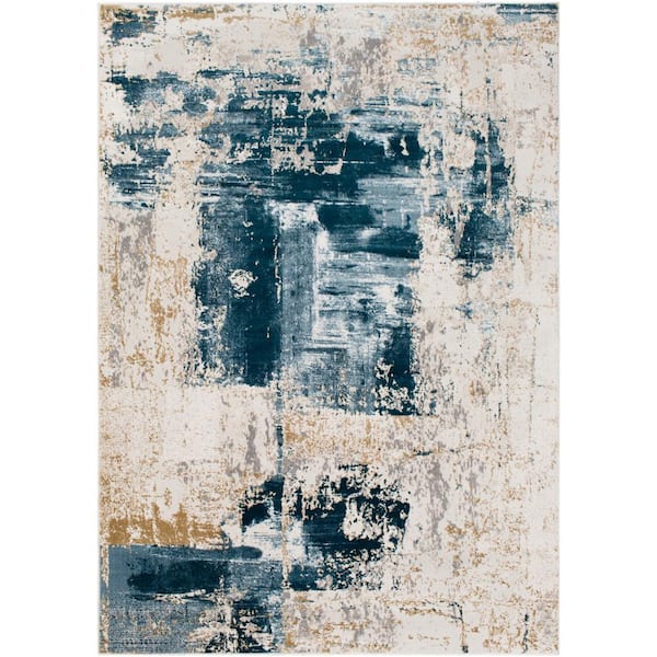 Livabliss Fortunata Denim 7 ft. 10 in. x 10 ft. 3 in. Abstract Area Rug
