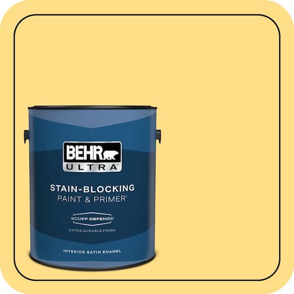 BEHR ULTRA 1 gal. #330B-5 Yellow Corn Extra Durable Satin Enamel Interior Paint & Primer
