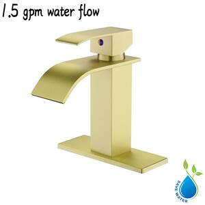 Single Hole Single Handle Vessel Sink Faucet in Brushed Gold