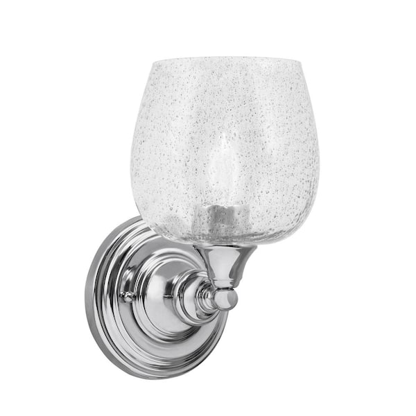 Unbranded Fulton 1-Light Chrome Wall Sconce 6 in. Smoke Bubble Glass
