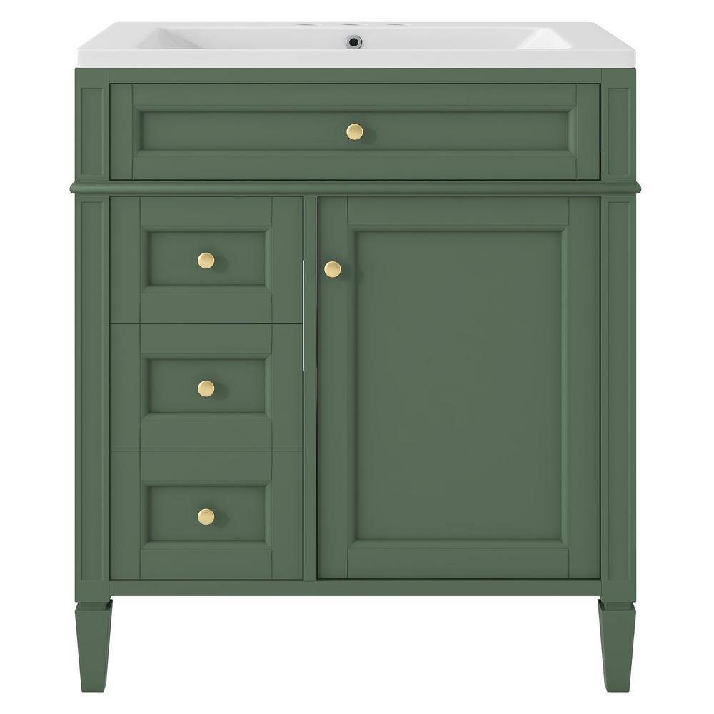 30 in. W x 18 in. D x 33 in. H Freestanding Bath Vanity in Green with White
