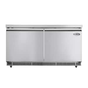 60 in. Cold Food Table Refrigerator with Pan Covers in Stainless-Steel