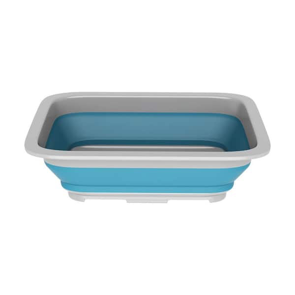 Unbranded 10 L Collapsible Portable Wash Basin Pop-Up Dish Tub and Cooling Chest in Blue