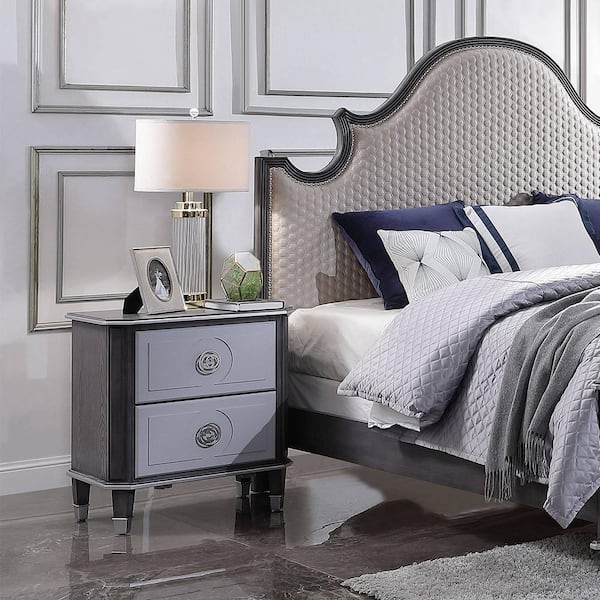 Acme Furniture House Beatrice 2-Drawer Charcoal and Light Gray Finish Nightstand 36 in. x 17 in. x 26 in.
