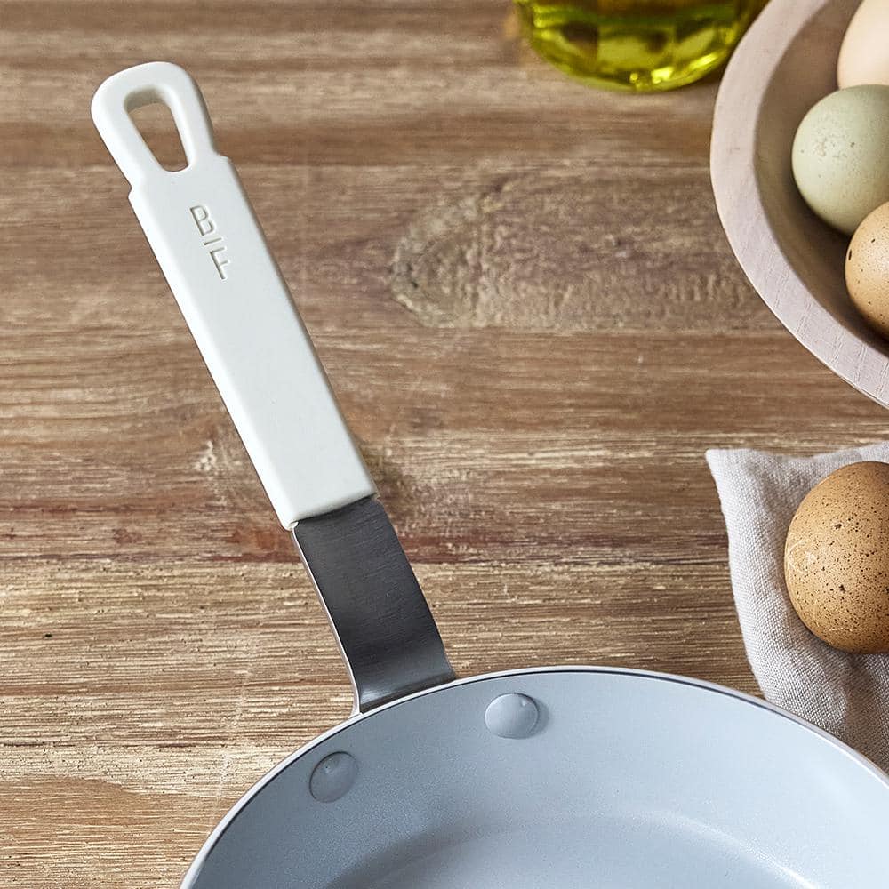 Cream 8" Aluminum Fry Pan with Ceramic Nonstick Coating