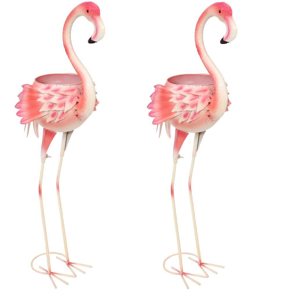 Sunnydaze Decor Flamingo Metal Outdoor Garden Statue (Set of 2) XCA-406 ...