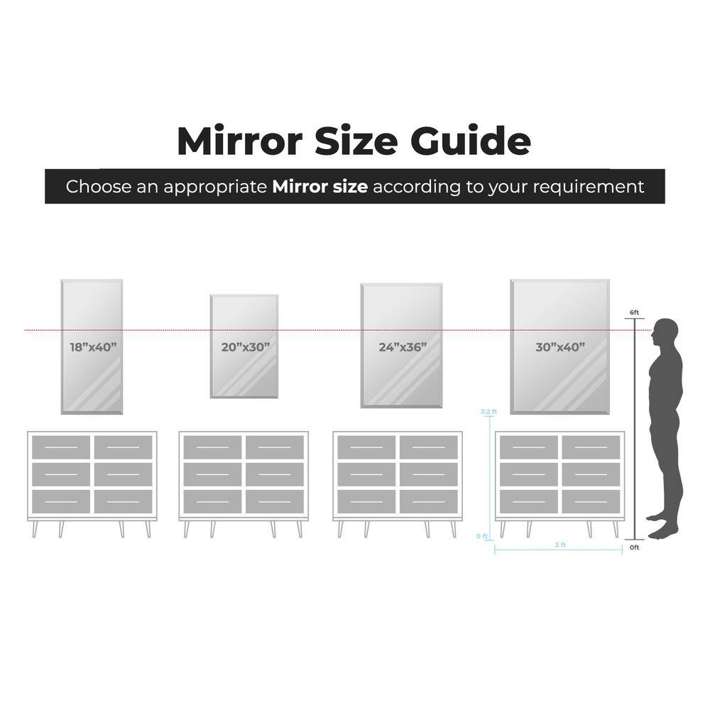Elegant 30" x 40" Beveled Edge Frameless Rectangular Wall Mirror