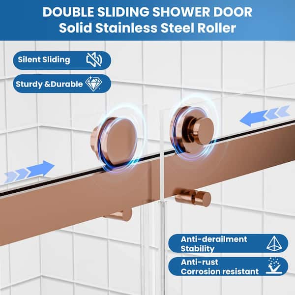 56-60 in. W x 74 in. H Sliding Frameless Shower Door in Oil Rubbed Bronze with Tempered Clear Glass