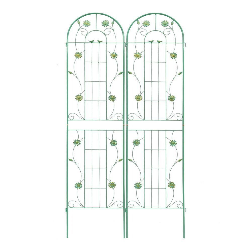 Angel Sar 86 .7 in. 2Pack Metal Garden Trellis, Green FSQF2672 The