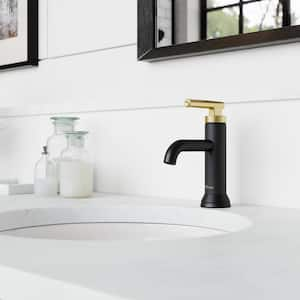 Capistrano Single Handle Single Hole Bathroom Faucet in Matte Black/Brushed Gold