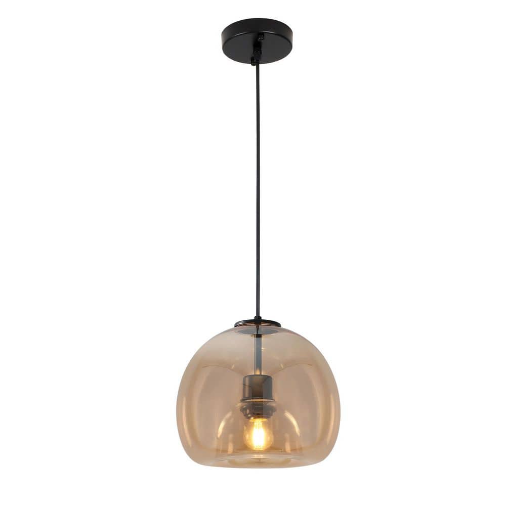 1-Light Black & Amber Modern Pendant Light with Glass Globe Shade for bedroom Kitchen Living Room Foyer price history on PriceWatchPro