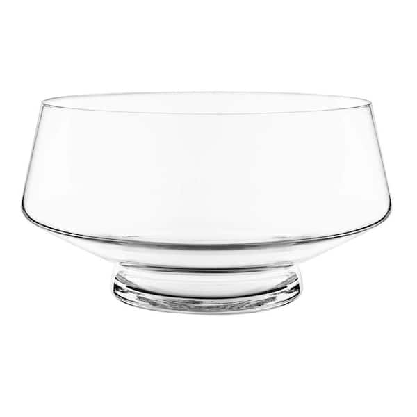 320 fl. oz. Clear Glass Heavy Base Large Punch Bowl with Angled Design for Cocktails and Functional Centerpiece