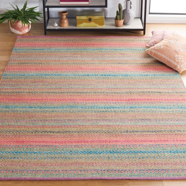 Cotton rug 2025 pink green stripe