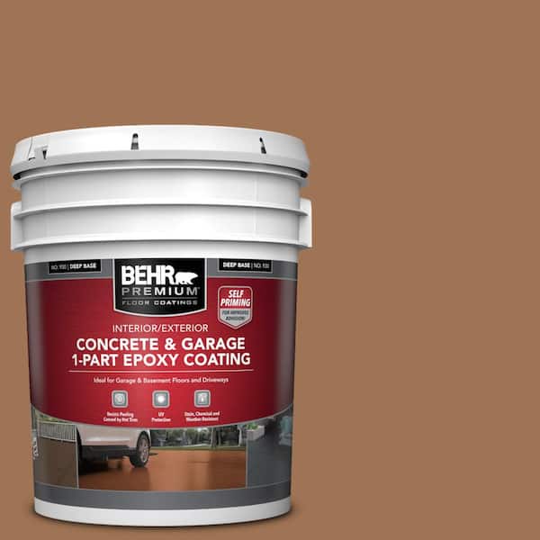 BEHR PREMIUM 5 gal. #S240-6 Ranch Brown Self-Priming 1-Part Epoxy Satin Interior/Exterior Concrete and Garage Floor Paint