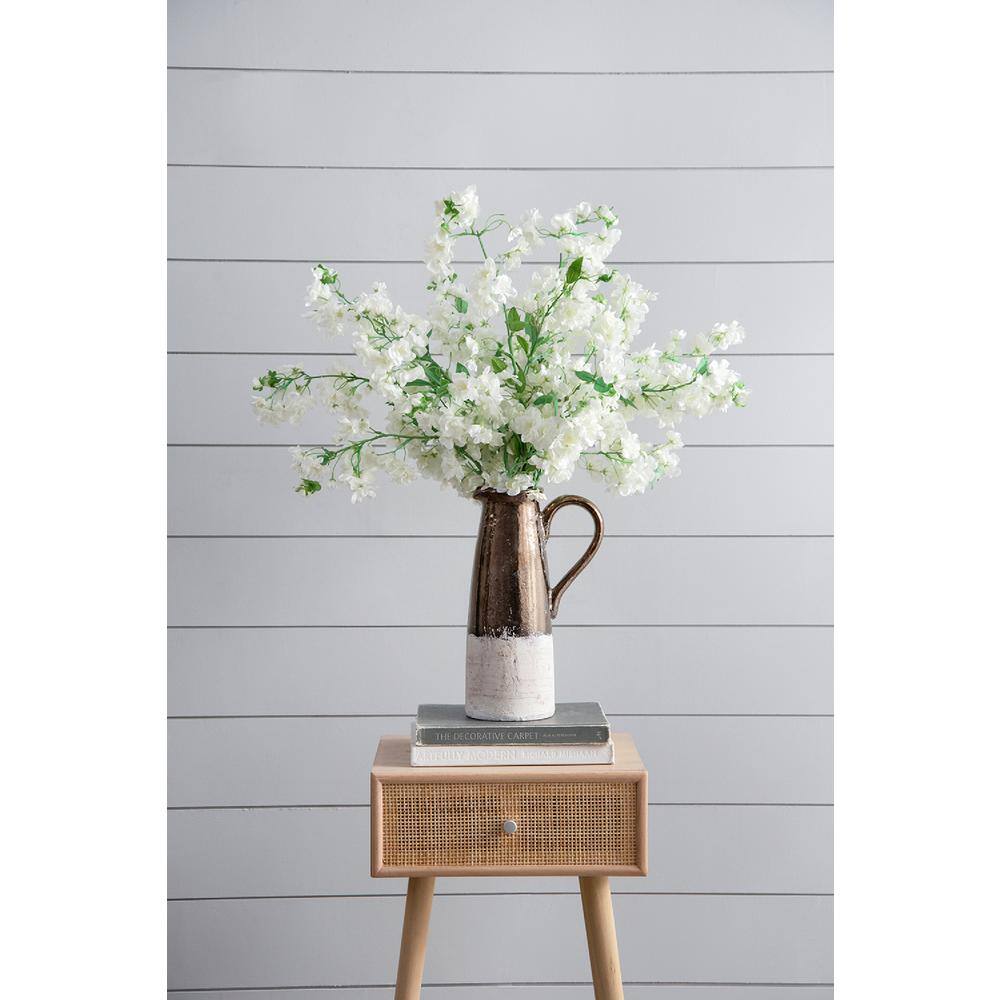 40" White Faux Cherry Blossom Stems - Set of 6