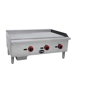 36 in. Commercial Griddle Gas Cooktop in Stainless Steel with 3 Burners