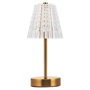 13 in. Elegant Modern Crystal Table Lamp with Gold Base and Built-in USB Charging Port Perfect for Bedroom Living Room