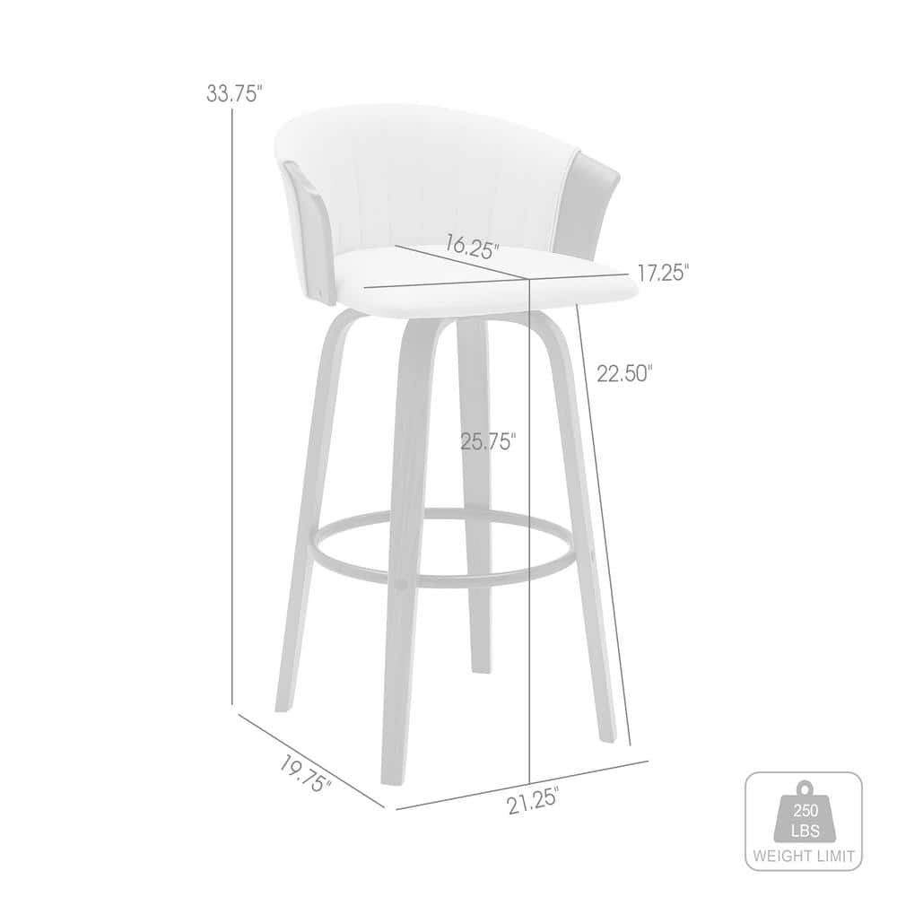 Diana 26" Cream Faux Leather Swivel Walnut Wood Counter Stool