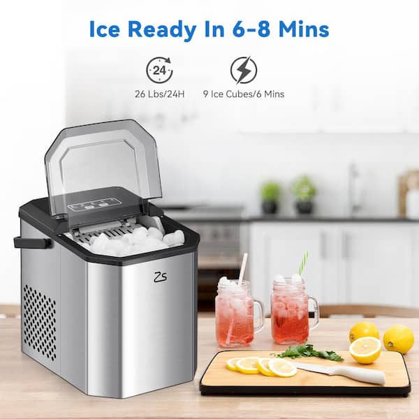 VIVOHOME 11.6 in. 26lb. Electric Portable Ice Maker with Handle, Hand Scoop  and 10 Ice Bags in Red wal-VH1179US-RE - The Home Depot