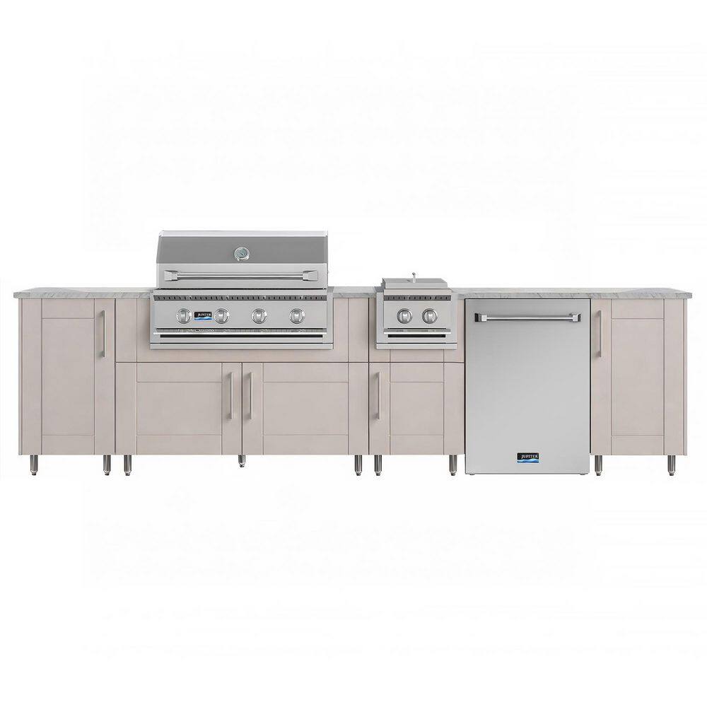 Nightfall 126 in. W 4-Burner Propane Grill Island in Sanibel Shoreline Gray with Fridge, Side Burner price history on PriceWatchPro