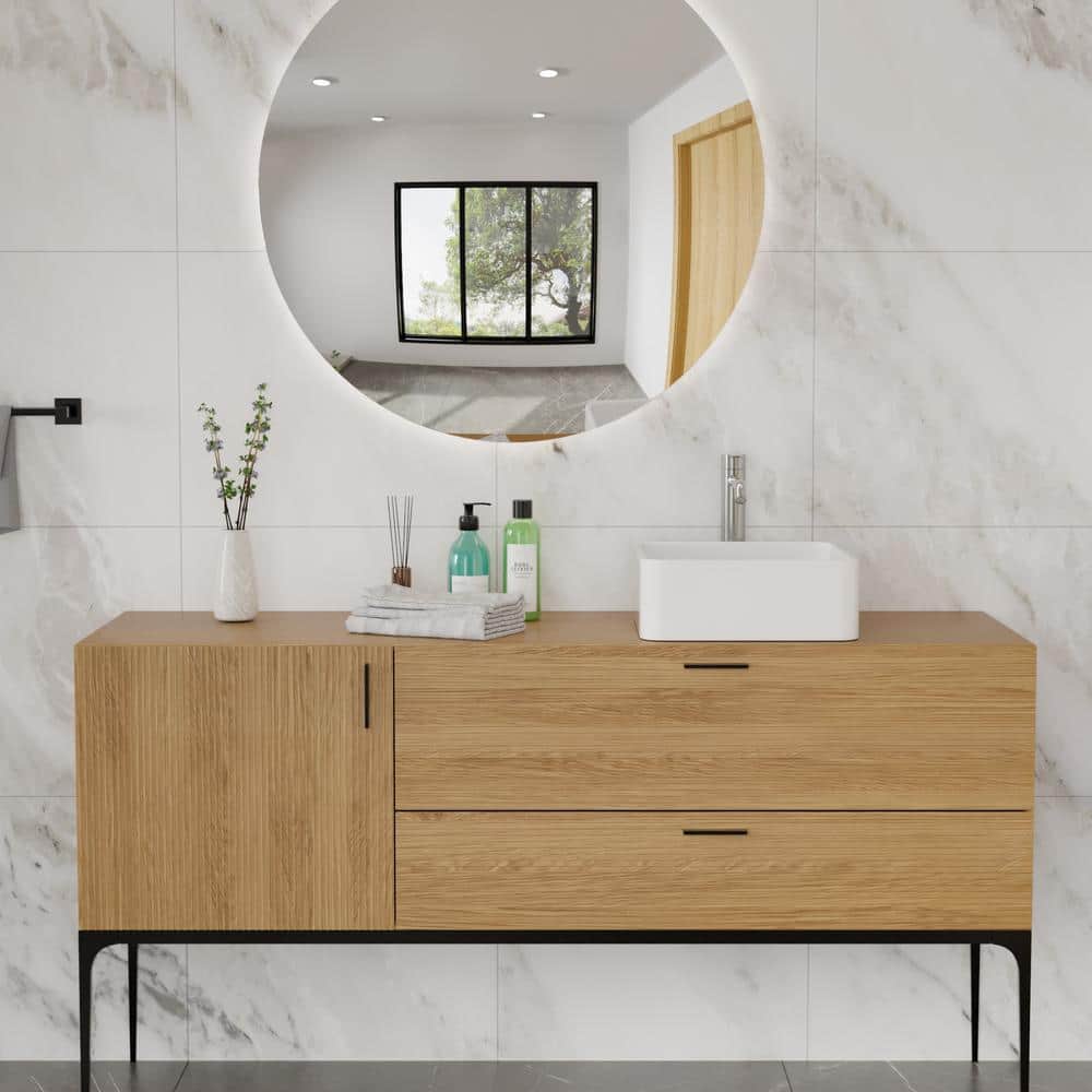 15'' x 15'' White Gloss Ceramic Square Vessel Sink