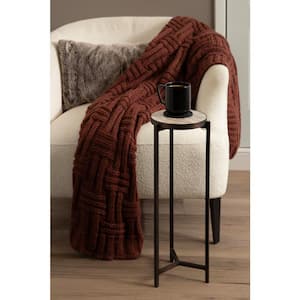 Aguilar 9 in. Brown/Bronze Round Marble End Table