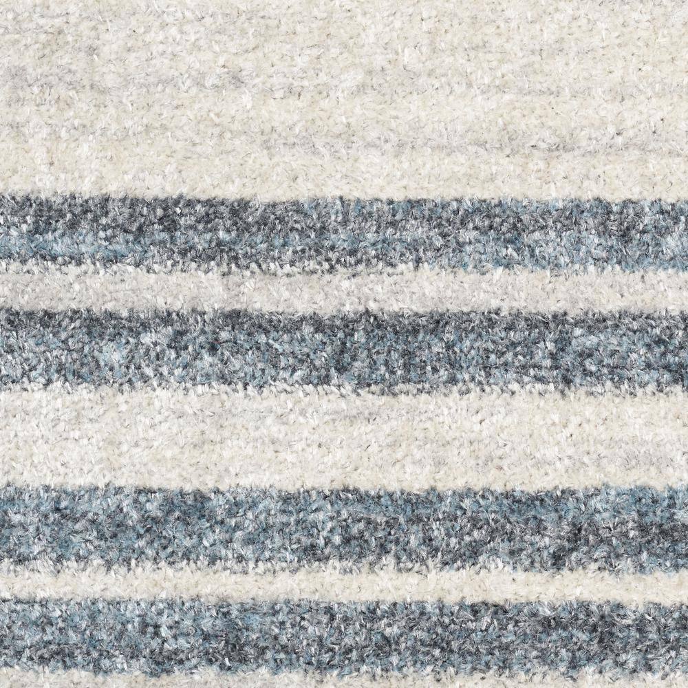 Blue and White Striped Synthetic 5' x 7' Washable Rug