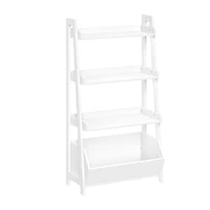 Amery 24 in. W x 13.31 in. D. x 45.31 in. H 4-Tier Ladder Shelf with Open Storage in White