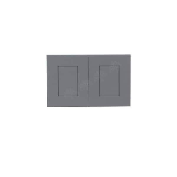 LIFEART CABINETRY Lancaster Shaker Assembled 30x18x12 in. 2-Door Wall Cabinet no Shelf in Gray