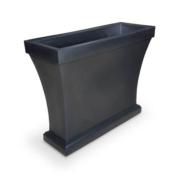 Mayne Bordeaux 40 in. Black Polyethylene Trough Planter