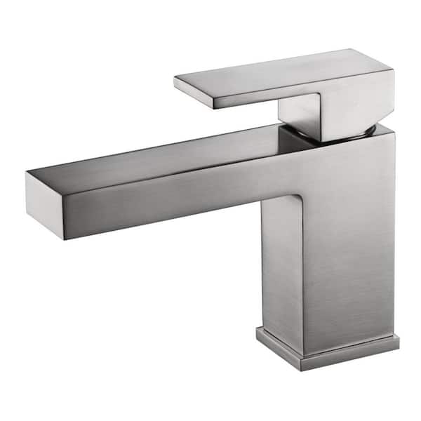 Ultra Faucets Rift Single Hole Single Handle Bathroom Faucet Rust Resist in Brushed Nickel