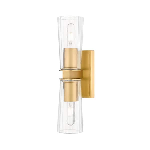 Filament Design Titus 2-Light Modern Gold Wall Sconce with Clear Glass Shade