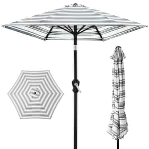 10 ft. Steel Market Tilt and Crank Patio Umbrella in Black Stripe