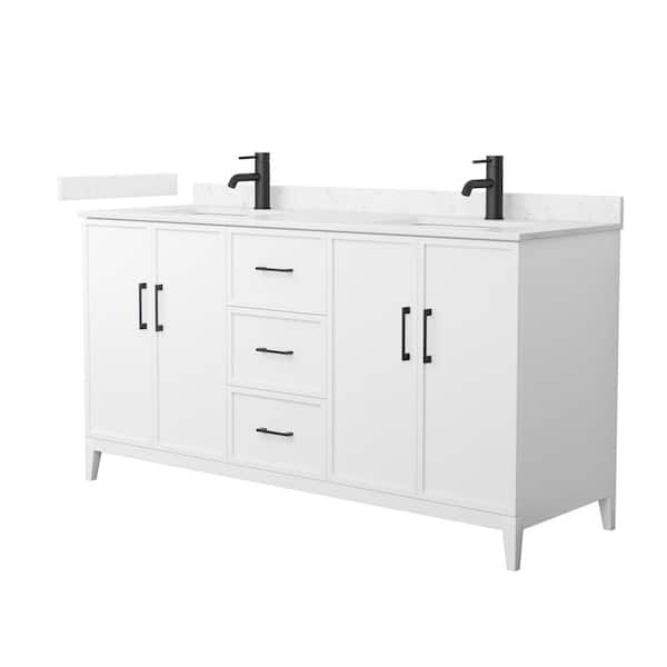 Wyndham Collection Elan 66 in. W x 22 in. D x 35 in. H Double Bath Vanity in White with Carrara Cultured Marble Top