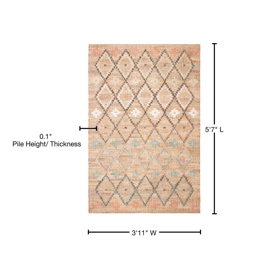 Handmade Blue and Natural Wool Kilim Area Rug 4' x 6'