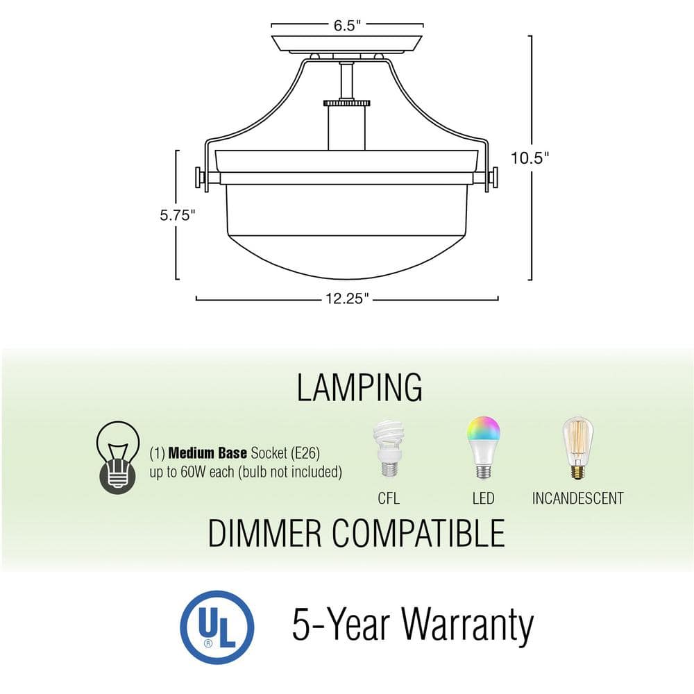 Elegant Warm Brass 12" Flush Mount Ceiling Light with Clear Glass Bowl